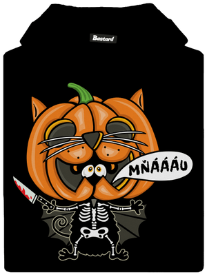 Halloweenská kočička detská mikina klokanka Black
