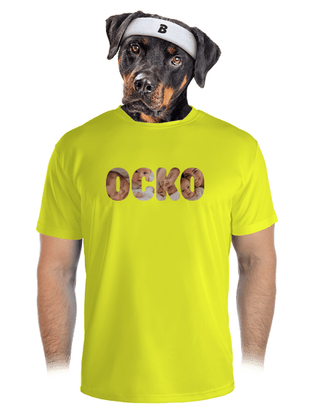 Nápis ocko z vlastných fotiek pánske športové tričko Neon Yellow