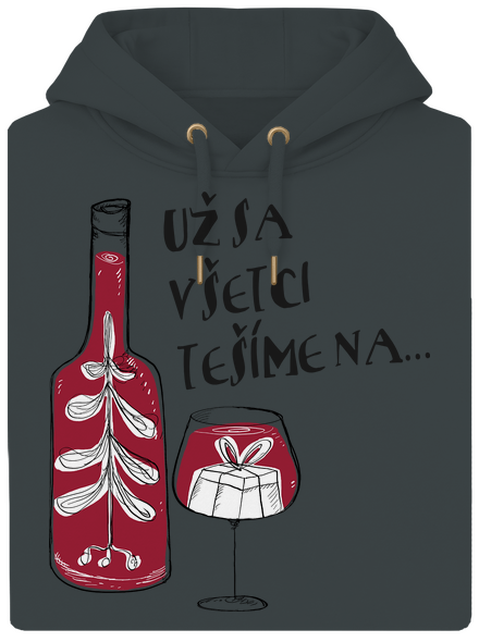 Vianoce vo víne unisex mikina premium Charcoal