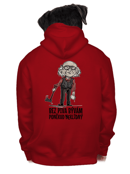 Neklidný bez piva pánska mikina na zips Red