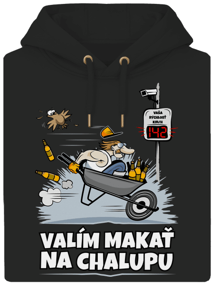 Valím na chalupu unisex mikina premium Dark Black