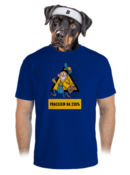 Pracujem na 230% pánske športové tričko Royal Blue Mal