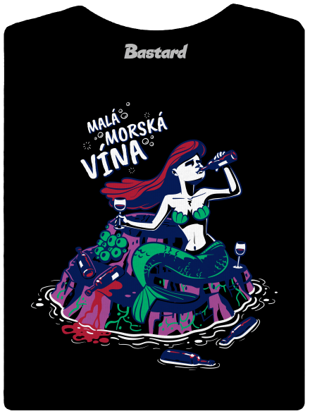 Malá mořská vína dámske tričko Black
