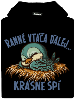 Ranné vtáča spí detská mikina klokanka Black