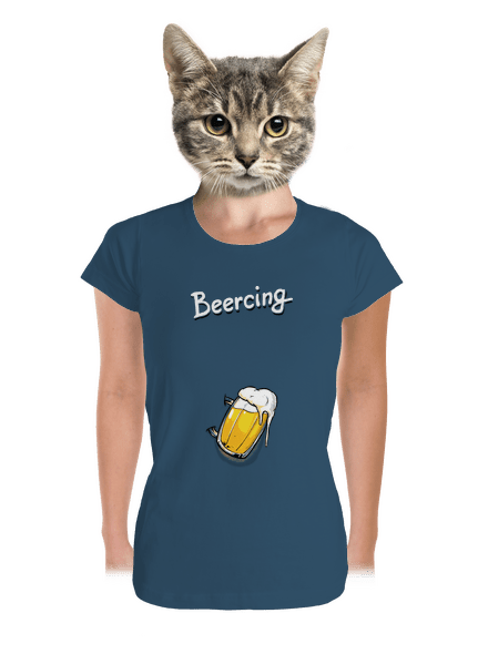 Beercing dámske tričko prémium Petrol Blue