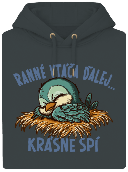 Ranné vtáča spí unisex mikina premium Charcoal