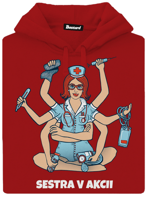 Sestra v akcii dámska mikina klokanka Red Mal