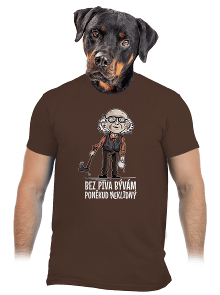 Neklidný bez piva pánske tričko Brown