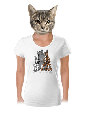Mačka pradie dámske tričko White