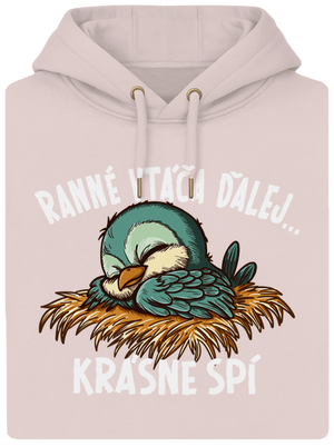 Ranné vtáča spí unisex mikina premium Rose Chalk