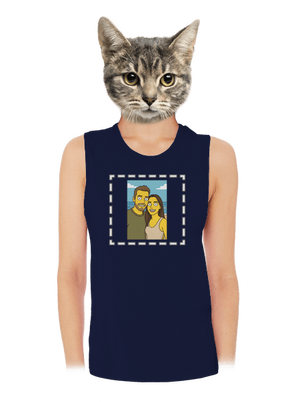 Simpsonovi z vlastnej fotky dámske tielko voľné Navy