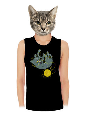 Nevrlý kocúr dámske tielko voľné Black