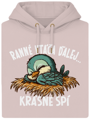 Ranné vtáča spí unisex mikina premium Rose Chalk