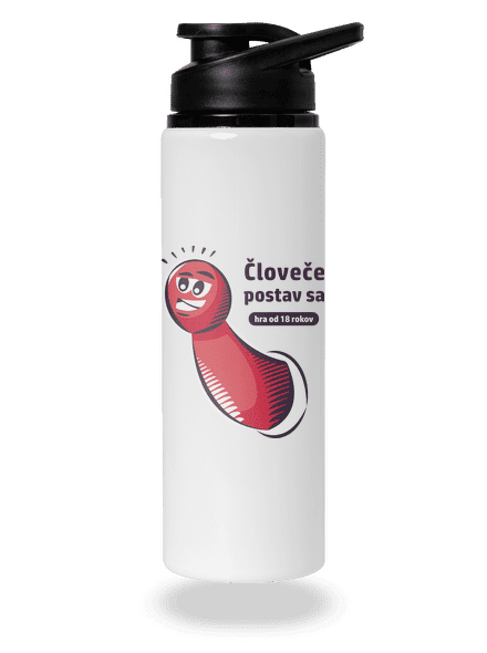 Človeče postav sa flaša na vodu White