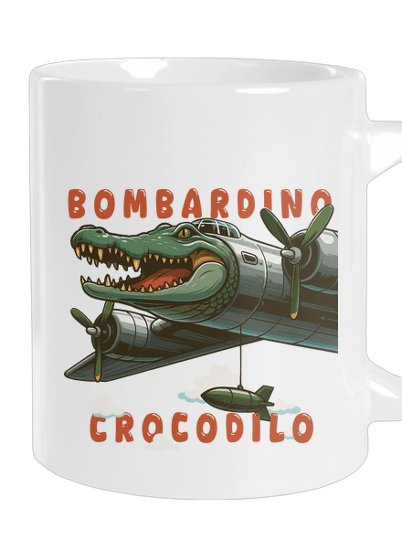 Bombardino Crocodilo – Italian Brainrot veľký hrnček White