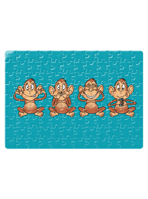 Opička s mobilom puzzle White