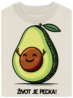 Život je pecka unisex mikina bez kapucne Off White