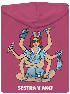 Sestra v akcii dámska mikina na zips Magenta