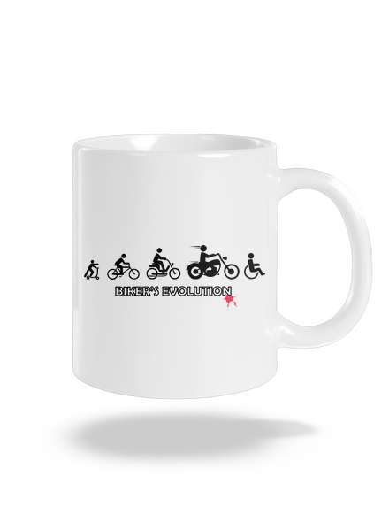 Biker’s Evolution klasický hrnček White