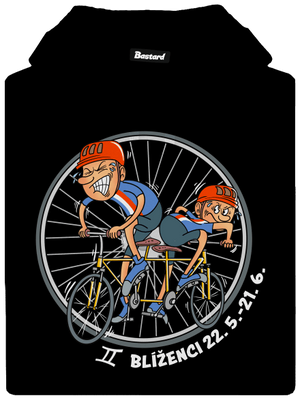 Cyklistický horoskop: Blíženci pánska mikina klokanka Black