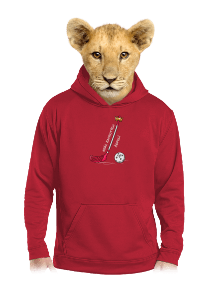 Kráľ zahnutých čepelí - florbal detská mikina klokanka Fire Red