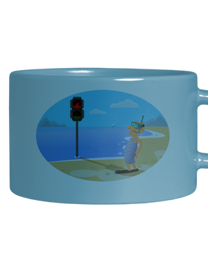 Bezpečné plávanie hrnček makronka Blue Macaron