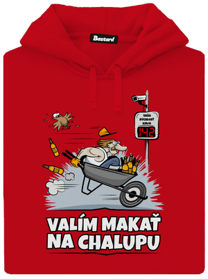 Valím na chalupu pánska mikina klokanka Red