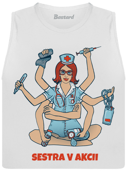 Sestra v akcii dámske tielko voľné White