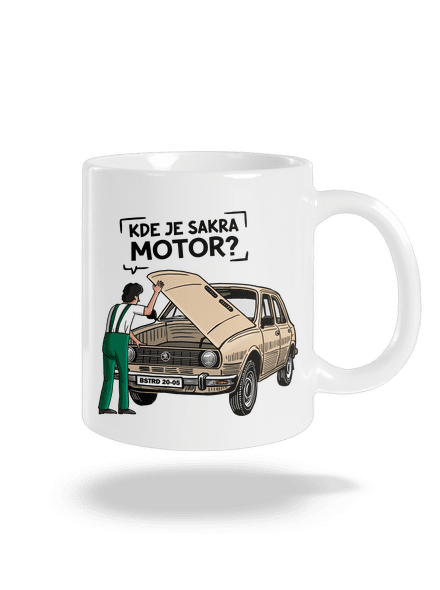 Kde je motor? klasický hrnček White