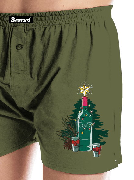 Vianočná borovička pánske trenky Khaki