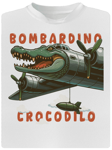 Bombardino Crocodilo – Italian Brainrot detské športové tričko White