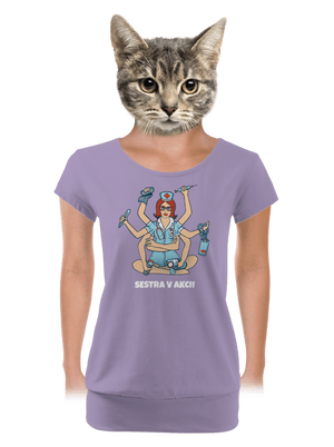 Sestra v akcii dámske tričko s lemom Lavender