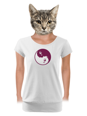 Jin Jang víno dámske tričko s lemom White