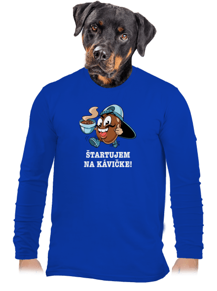 Štartujem na kávičke pánske dlhý rukáv Royal Blue