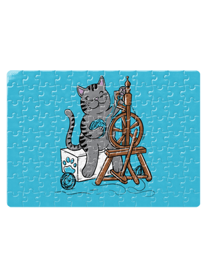 Mačka pradie puzzle White