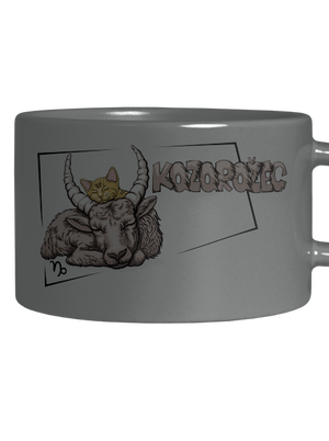 Mačací horoskop: Kozorožec hrnček makronka Grey Macaron