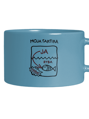 Rybárska taktika hrnček makronka Blue Macaron