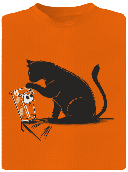 Mačka a pohár detské športové tričko Neon Orange