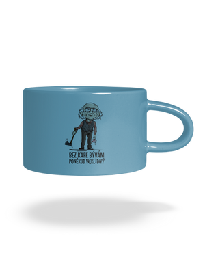 Neklidný bez kafe hrnček makronka Blue Macaron