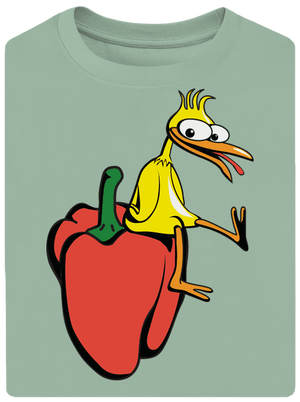 Kura na paprike unisex tričko oversized Sage