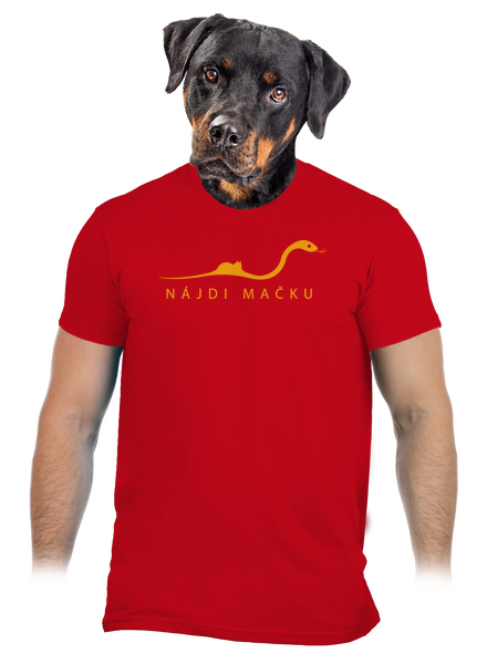 Nájdi mačku pánske tričko Red