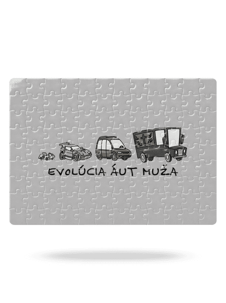 Evolúcia áut muža puzzle White