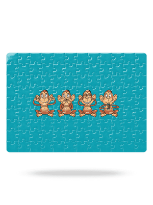 Opička s mobilom puzzle White