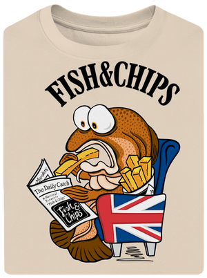 Fish and chips unisex tričko oversized Almond