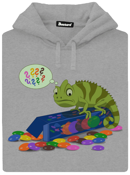 Zmätený chameleón pánska mikina klokanka Light Melange