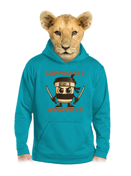 Cappuccino Assasino – Italian Brainrot detská mikina klokanka Hawaiian Blue