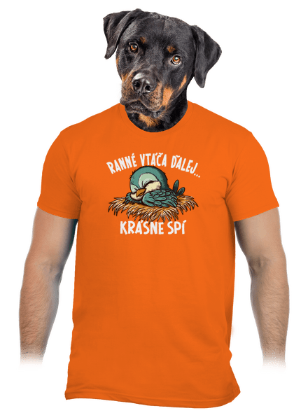 Ranné vtáča spí pánske tričko Orange