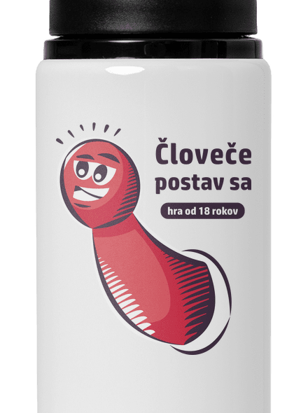 Človeče postav sa flaša na vodu White