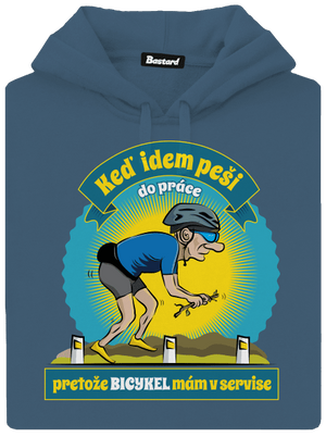 Závislosť na bicykli dámska mikina klokanka Denim