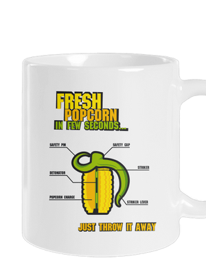 Popcorn grenade klasický hrnček White